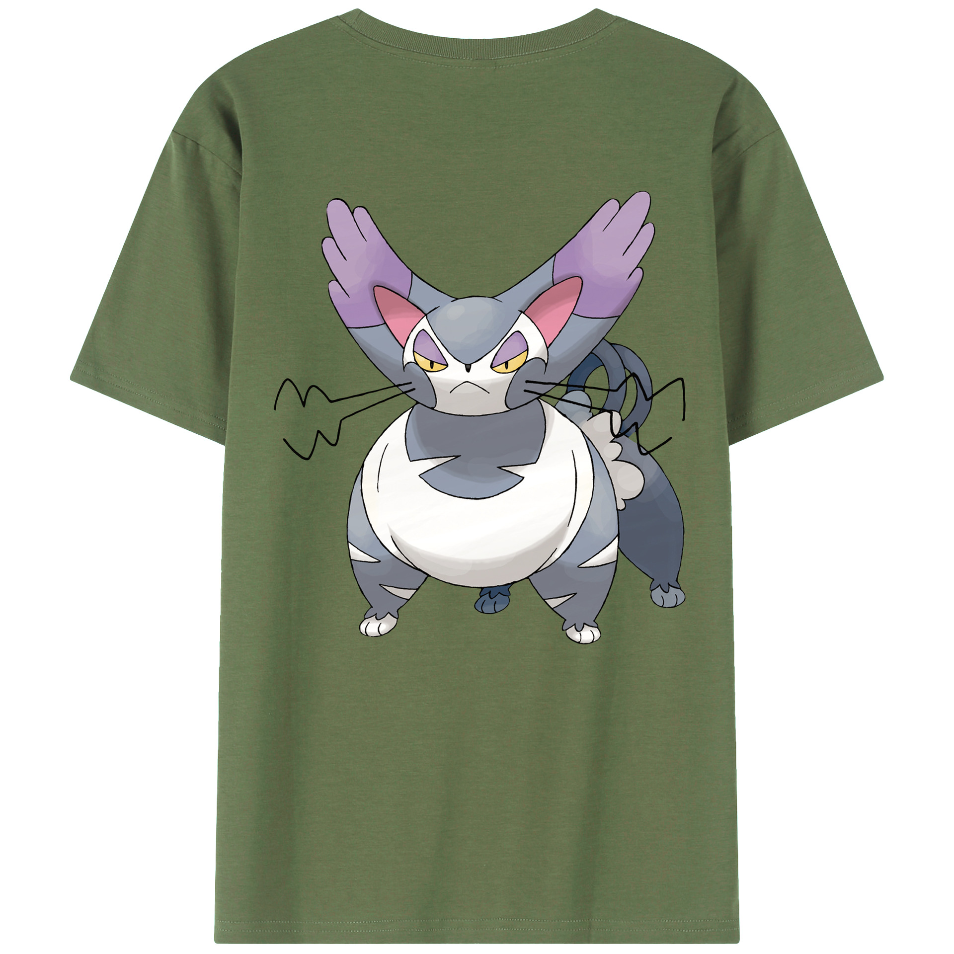 （画像用） ポケットモンスター Pokémon 綿100％ メンズ半袖Tシャツ（バックプリント） 通気性